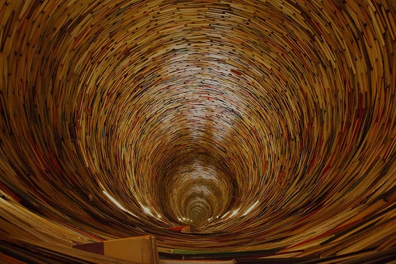 Tunnel constructed from books